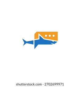 Shark and bubble talk logo design.