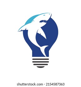 Shark and bulb vector logo design. Shark and bulb lamp icon simple sign.