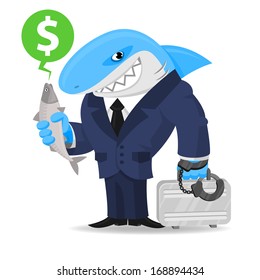 Shark business keeps suitcase and fish