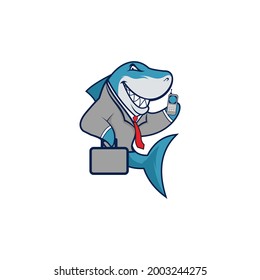 shark businessman artoon logo mascot illustration