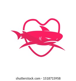 Shark Care logo design vector isolated illustration template