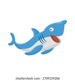 Shark Cartoon Character. Cute Wild Animal Mascot Icon Flat Design. Childrens Wallpaper