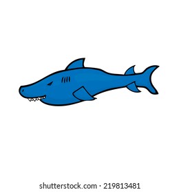 Shark cartoon character drawing vector