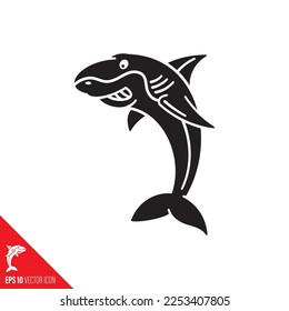 Shark Cartoon Charakter Vektorsymbol . Symbol für die Fisch-Fische von Fleischfressern.