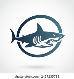 shark cartoon in circle logo design