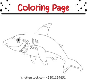 shark cartoon. Coloring book pages for kids