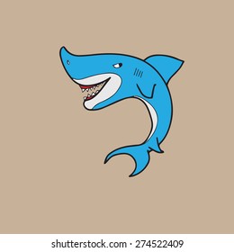 Shark cartoon drawing character vector