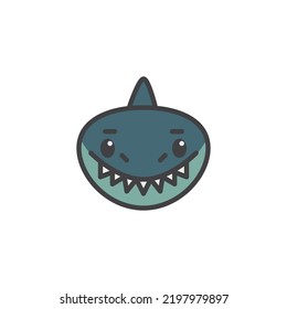 Shark cartoon face filled outline icon, line vector sign, linear colorful pictogram isolated on white. Symbol, logo illustration. Vector graphics