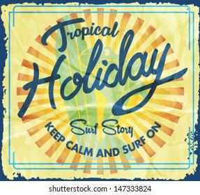 Shark cartoon hero.Long beach surf story vector print