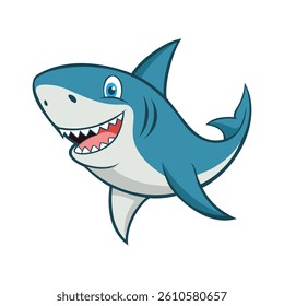 Shark Cartoon Illustration on White Background