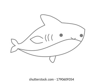 Shark cartoon illustration vector design, minimalist cartoon illustration art. 