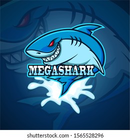 Shark cartoon mascot esport logo design.