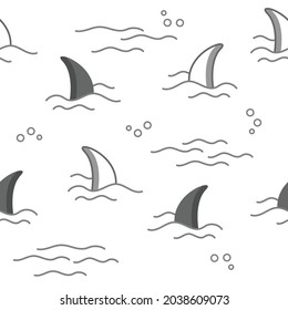 Shark Cartoon  Ocean Sea Cartoon Seamless Pattern Background Wallpaper Vector Illustration