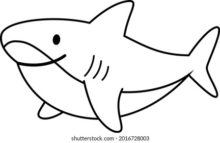 Shark cartoon outline vector art and illustration
