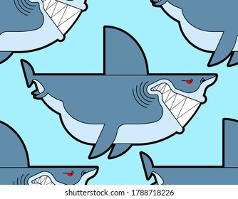 Shark cartoon pattern seamless. Sea animal predator background. Baby fabric ornament