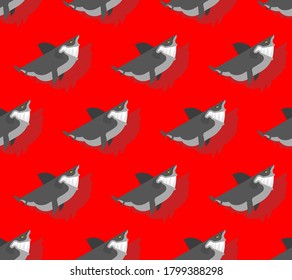 Shark cartoon pattern seamless. Sea animal predator background. Baby fabric ornament