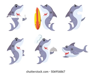 shark cartoon set illustration design