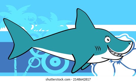 shark cartoon tropical background in vector format very easy to edit