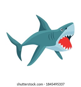 Shark cartoon vector icon.Cartoon vector illustration fish of sea. Isolated illustration of shark icon on white background.