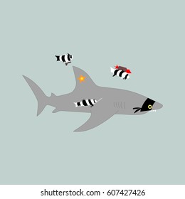 Shark cartoon. Vector illustration.