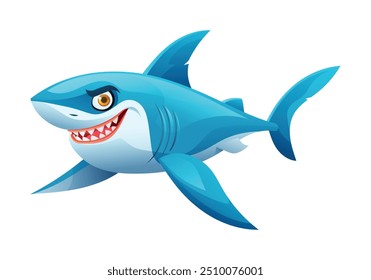 Shark cartoon vector illustration isolated on white background