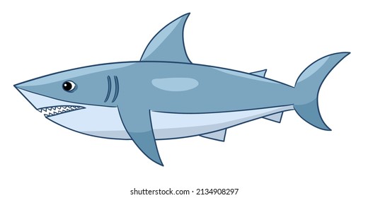 Shark. Cartoon vector illustration. Cartoon rooster isolated on a white background.