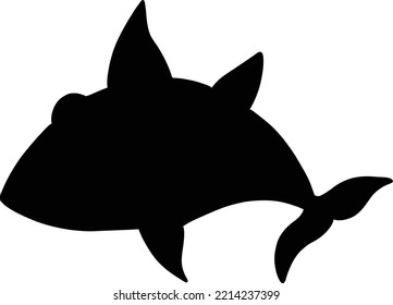 Shark Cartoon Vector Illustration. Whale Mascot Logo. Ocean Animal Symbol Icon Character Element. Cute Fish Wildlife Marine Drawing Template