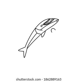 Shark character concept vector illustration graphic in outline style. Animal icon design