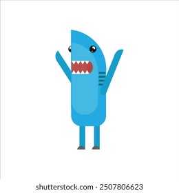 Shark character. Isolated on white background. Vector cartoon illustration