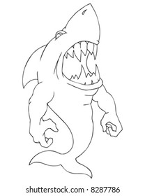 shark character outline vector