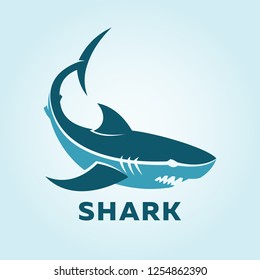 Shark character silhouette. Shark icon side view