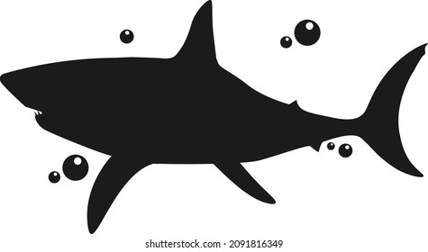 shark character silhouette vector art and illustration