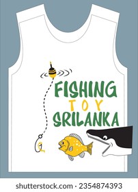 Shark chasing fish with elegant text, ideal for contemporary apparel printing.