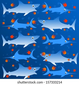 shark chasing a swordfish