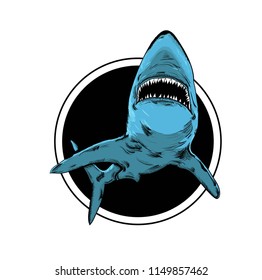 Shark in circle. abstract drawing. vector illustration.