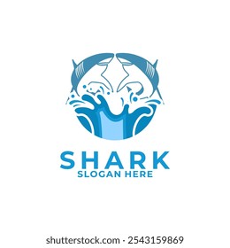 Vectores de Plantilla de diseño de logotipo Shark circle