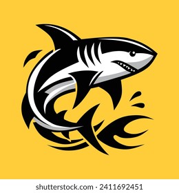 shark clipart vector illustration on yellow background