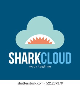 SHARK CLOUD LOGO ICON SYMBOL EMBLEM TEMPLATE