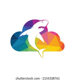 Shark and cloud vector logo design. Creative shark and cloud icon vector design template.	