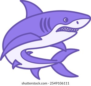 Shark Color Icon. Vector Illustration. Mammal, Fish. Dangerous Shark with Teeth. Marine Animals Concept