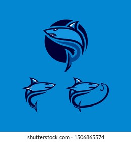 shark color logo design vector 