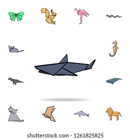shark colored origami icon. Detailed set of origami animal in hand drawn style icons. Premium graphic design. One of the collection icons for websites, web design, mobile app