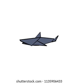 shark colored origami style icon. Element of animals icon. Made of paper in origami technique vector Illustration shark icon can be used for web and mobile on white background