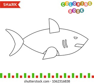Shark Coloring book page outline for kids
