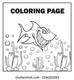 Shark coloring page for kids