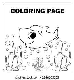 Shark coloring page for kids