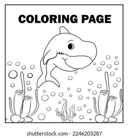 Shark coloring page for kids