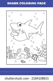 Shark Coloring Page for kids. Shark coloring book for relax and meditation.