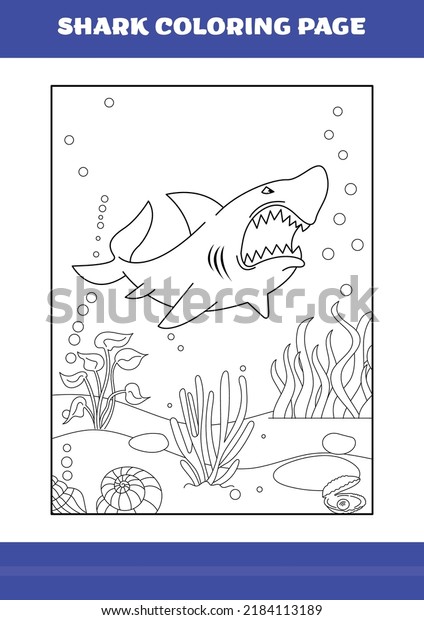 Shark Coloring Page Kids Shark Coloring Stock Vector (Royalty Free ...