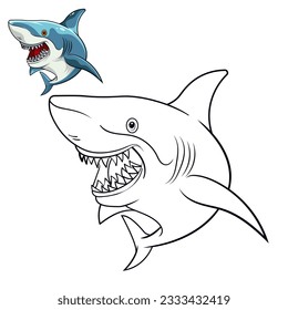 Shark coloring page for simple design or coloring books education
shark line art